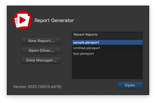 Report Generator Main Menu